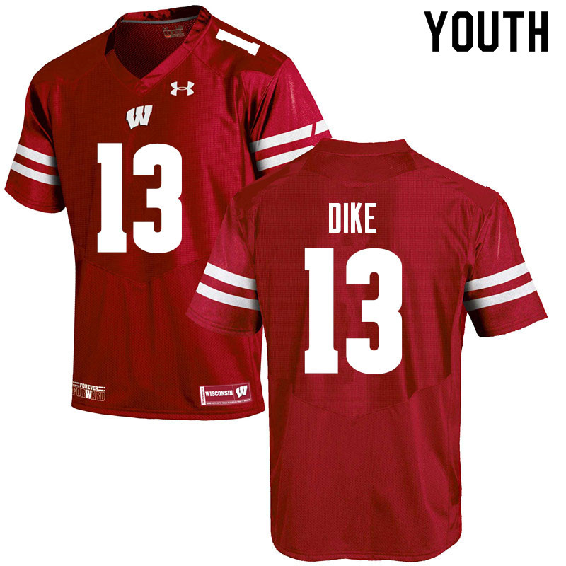 Wisconsin Badgers Youth #13 Chimere Dike NCAA Under Armour Authentic Red College Stitched Football Jersey UM40A44QL